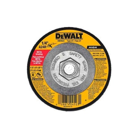Dewalt DeWalt DW4523 Metal Grinding Wheel Type 27 4-1/2" DIA. 24 Grit Aluminum Oxide DW4523